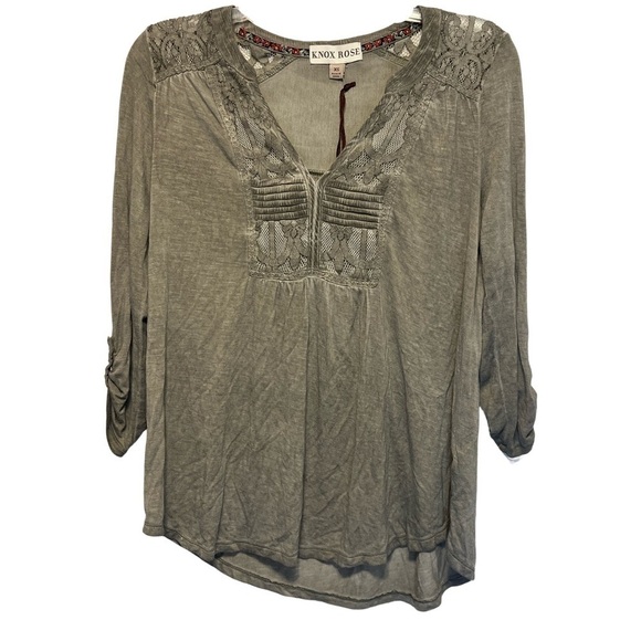 Knox Rose Tops - Knox Rose NWT Stonewash Grey Peasant Top Sz XS